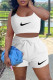 White Fashion Casual Print Patchwork U Neck Sleeveless Two Pieces
