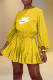 Yellow Fashion Sweet Print Patchwork O Neck Rompers