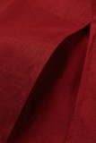 Red Fashion Solid Patchwork With Bow O Neck Evening Dress