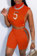Orange Fashion Sexy Print Hollowed Out Turtleneck Sleeveless Two Pieces