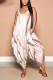 Coffee Fashion Casual Daily Tie Dye Vests U Neck Loose Jumpsuits