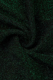 Green Fashion Sexy Solid Basic O Neck Short Sleeve Evening Dress