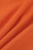 Tangerine Red Sexy Solid Hollowed Out Split Joint Asymmetrical Half A Turtleneck Sleeveless Two Pieces