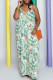 Light Green Sexy Casual Print Backless Spaghetti Strap Long Dress