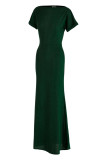 Green Fashion Sexy Solid Basic O Neck Short Sleeve Evening Dress