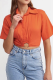 Tangerine Red Casual Solid Patchwork Turndown Collar Tops
