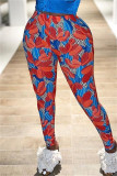 Colour Fashion Casual Print Basic Skinny High Waist Pencil Trousers