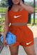 Orange Fashion Casual Print Patchwork U Neck Sleeveless Two Pieces