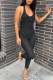 Black Fashion Sexy Solid Backless Halter Skinny Jumpsuits