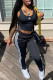 Black Fashion Sportswear Print Patchwork U Neck Sleeveless Two Pieces