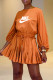 Orange Fashion Sweet Print Patchwork O Neck Rompers