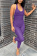 Purple Fashion Sexy Solid Backless Halter Skinny Jumpsuits