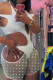 White Fashion Sexy Patchwork Hollowed Out Backless Halter Skinny Romper