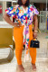 Multicolor Fashion Casual Print Bandage V Neck  Tops