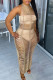 Light Khaki Sexy Solid Hollowed Out Patchwork See-through Backless Swimwears Cover Up