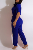 Yellow Fashion Casual Solid Patchwork Turndown Collar Regular Jumpsuits