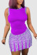 Purple Casual Print Patchwork O Neck Sleeveless Two Pieces