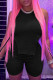 Black Fashion Casual Solid Asymmetrical O Neck Sleeveless Two Pieces