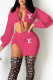 Rose Red Fashion Casual Print Letter Turndown Collar Long Sleeve Two Pieces