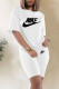 White Fashion Sportswear Print Letter O Neck Short Sleeve Two Pieces