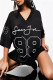 Black Fashion Casual Print Basic V Neck Short Sleeve Dress