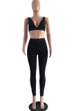 Pink Fashion Casual Solid Vests Pants V Neck Sleeveless Two Pieces