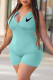 Baby Blue Fashion Elegant Print Patchwork Rompers