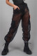 Black Sexy Casual Solid Patchwork See-through Regular High Waist Trousers