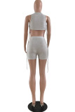 Pink Fashion Casual Solid Asymmetrical O Neck Sleeveless Two Pieces