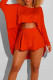 Tangerine Red Casual Street Solid Patchwork Asymmetrical O Neck Long Sleeve Two Pieces