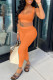 Orange Sexy Casual Solid Vests Pants U Neck Sleeveless Two Pieces