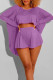 Purple Casual Street Solid Patchwork Asymmetrical O Neck Long Sleeve Two Pieces