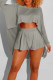 Grey Casual Street Solid Patchwork Asymmetrical O Neck Long Sleeve Two Pieces