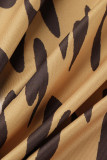 Leopard Print Sexy Print Leopard Patchwork Halter Sleeveless Two Pieces