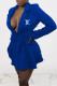 Blue Fashion Street Print Letter V Neck Irregular Dress Dresses