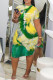 Yellow Fashion Casual Print Tie-dye O Neck Short Sleeve Dress