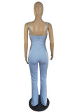 Orange Fashion Sexy Solid Hollowed Out Backless Spaghetti Strap Skinny Jumpsuits