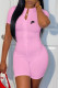 Pink Fashion Casual Print Patchwork O Neck Rompers