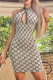 Light Color Fashion Sexy Print Letter Halter One Step Skirt Dresses
