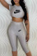 Silver Fashion Casual Print Patchwork O Neck Short Sleeve Two Pieces