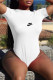 White Fashion Sexy Print Backless O Neck Bodysuits