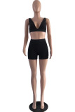 Red Sexy Casual Solid Basic V Neck Sleeveless Two Pieces