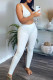 White Fashion Casual Solid Vests Pants V Neck Sleeveless Two Pieces