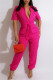 Red Fashion Casual Solid Patchwork Turndown Collar Regular Jumpsuits
