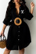 Black Fashion Elegant Solid Letter Without Belt Turndown Collar Shirt Dress Dresses