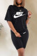 Black Fashion Sportswear Print Letter O Neck Short Sleeve Two Pieces