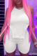 White Fashion Casual Solid Asymmetrical O Neck Sleeveless Two Pieces