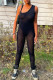 Black Fashion Sexy Patchwork Solid Backless U Neck Skinny Jumpsuits
