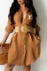Brown Fashion Elegant Solid Letter Without Belt Turndown Collar Shirt Dress Dresses
