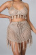 Khaki Fashion Sexy Solid Tassel Bandage Hollowed Out Backless Swimwears (Without Paddings)